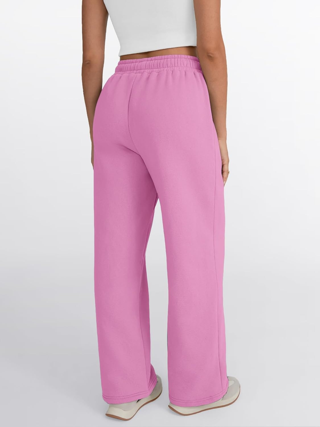 Trendy Queen - Pantalones deportivos de pierna ancha para mujer, pantalones holgados de cintura alta, con cordón, atléticos, acampanados, con bolsillos