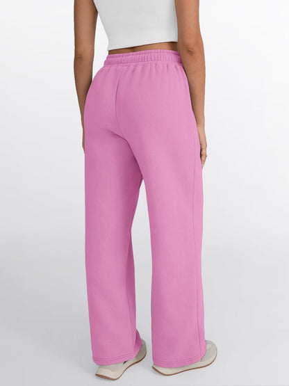 Trendy Queen - Pantalones deportivos de pierna ancha para mujer, pantalones holgados de cintura alta, con cordón, atléticos, acampanados, con bolsillos