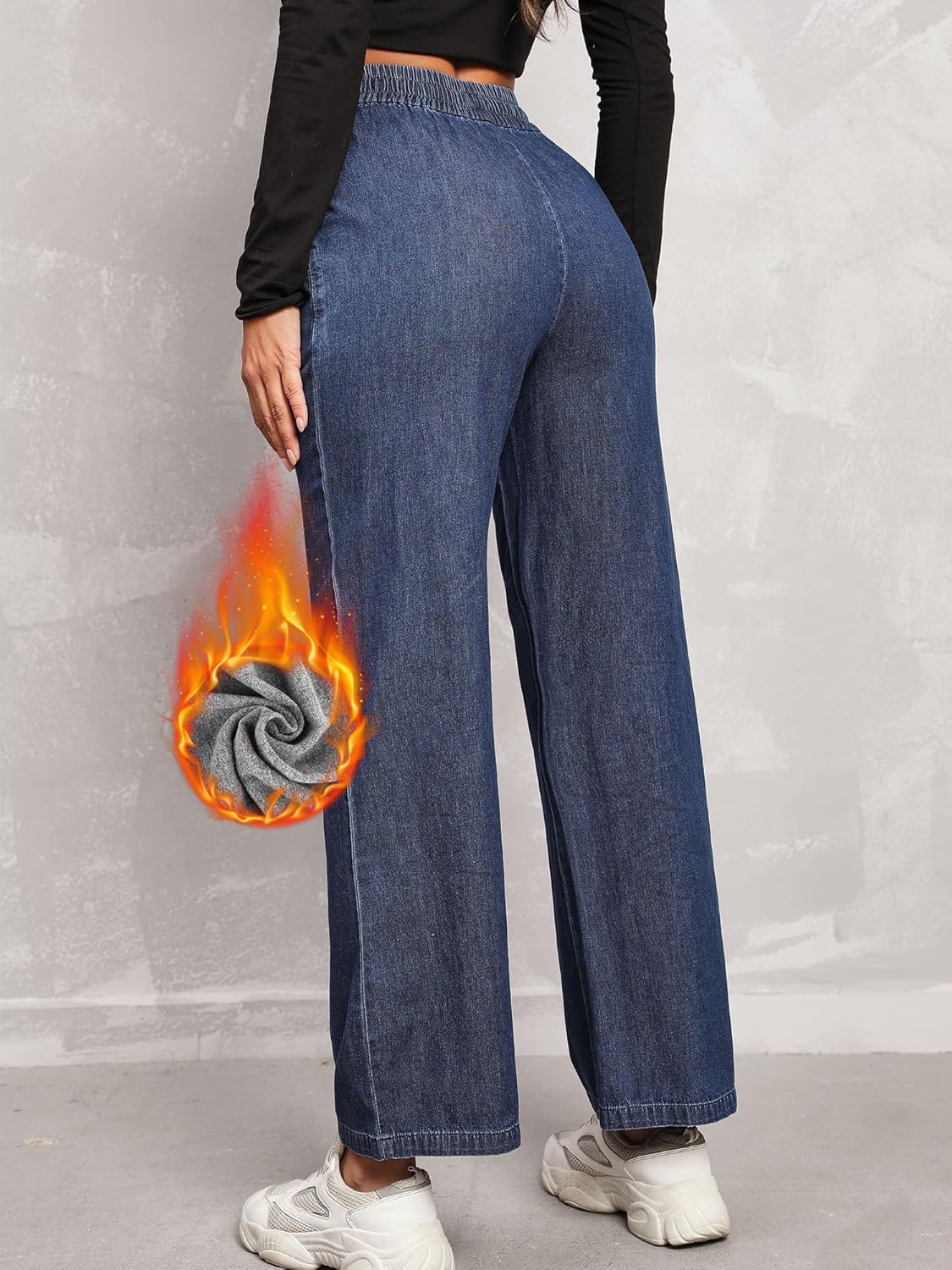 Love Welove - Jeans de Pierna Ancha para Mujer, elásticos, Cintura Alta, con cordón, Holgados, Talla Grande, 3XL
