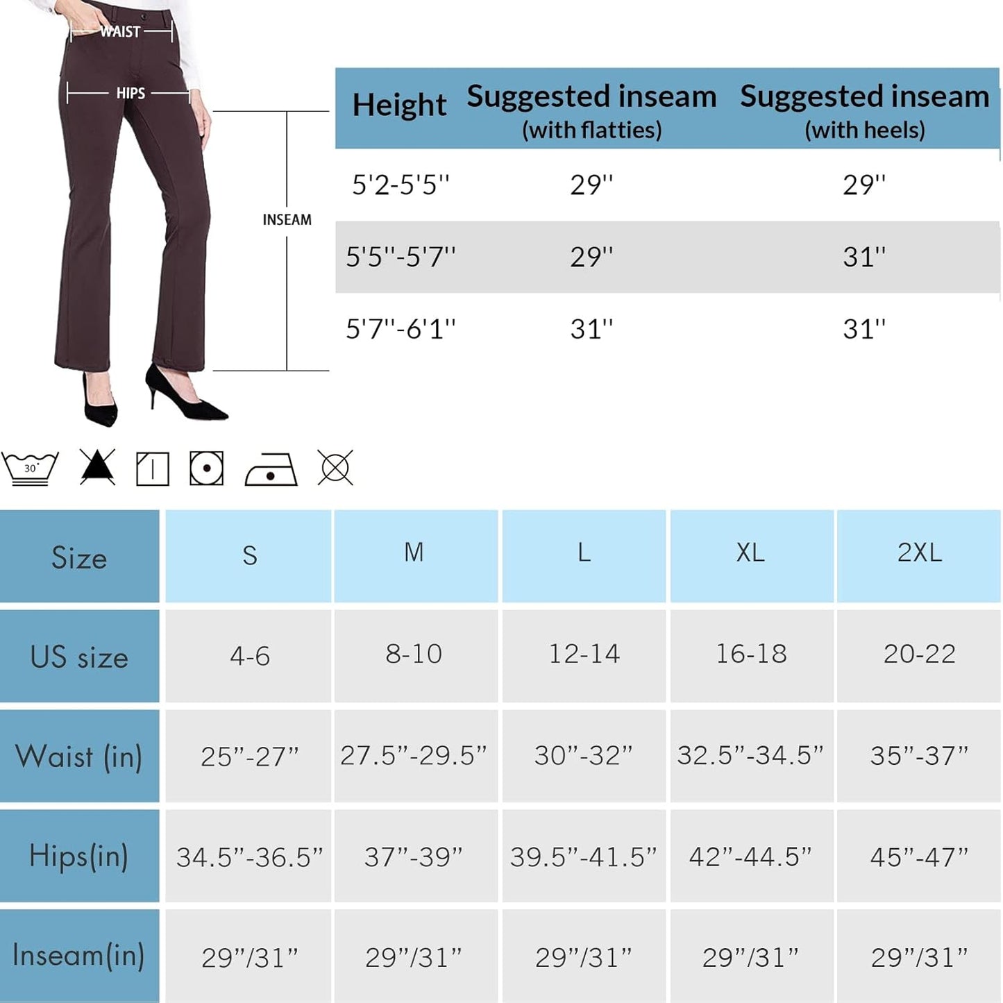 BALEAF - Pantalones de vestir de yoga para mujer, de 29 pulgadas/31 pulgadas, elásticos, pantalones de trabajo, informales, para negocios, pierna recta, corte de bota, con bolsillos
