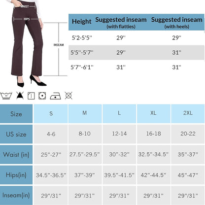BALEAF - Pantalones de vestir de yoga para mujer, de 29 pulgadas/31 pulgadas, elásticos, pantalones de trabajo, informales, para negocios, pierna recta, corte de bota, con bolsillos