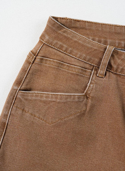 SIDEFEEL Women's Wide Leg Jeans High Waisted Stretchy Jeans Straight Leg Ankle Denim Pants with Slant Pockets