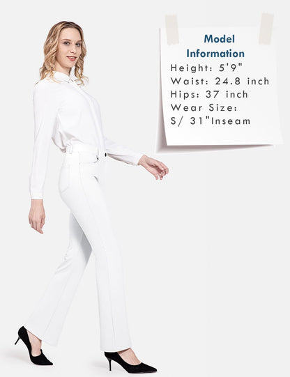 BALEAF - Pantalones de vestir de yoga para mujer, de 29 pulgadas/31 pulgadas, elásticos, pantalones de trabajo, informales, para negocios, pierna recta, corte de bota, con bolsillos
