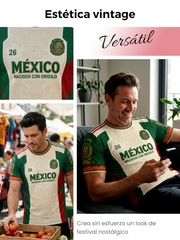 Camiseta estampada con diseño artístico para amantes del fútbol mexicano, para hombre