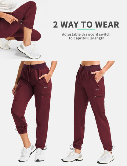 BVVU - Pantalones deportivos deportivos ligeros de secado rápido para mujer, pantalones de senderismo al aire última intervensión, impermeables, con bolsillos con cierre