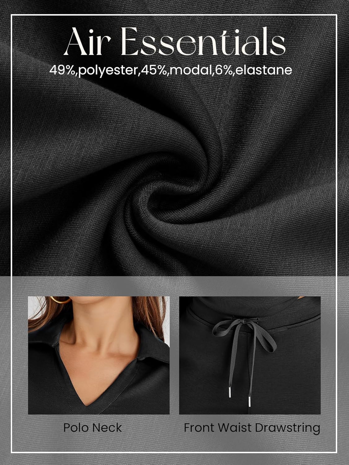 Glamaker - Conjunto de 2 piezas para mujer, estilo casual, manga larga, sudadera tipo polo y pantalones anchos a juego