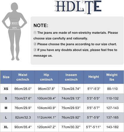 HDLTE Pantalones de Mezclilla Rasgados para Mujer, Pantalones de Mezclilla Holgados de Cintura Alta, Pantalones Rectos de Pierna Ancha, Pantalones de Calle Y2k
