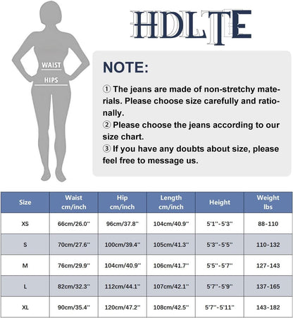 HDLTE Pantalones de Mezclilla Rasgados para Mujer, Pantalones de Mezclilla Holgados de Cintura Alta, Pantalones Rectos de Pierna Ancha, Pantalones de Calle Y2k