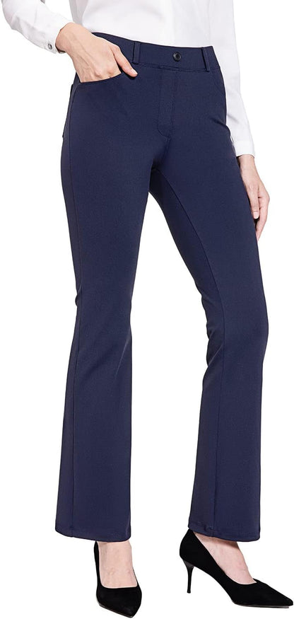 BALEAF - Pantalones de vestir de yoga para mujer, de 29 pulgadas/31 pulgadas, elásticos, pantalones de trabajo, informales, para negocios, pierna recta, corte de bota, con bolsillos