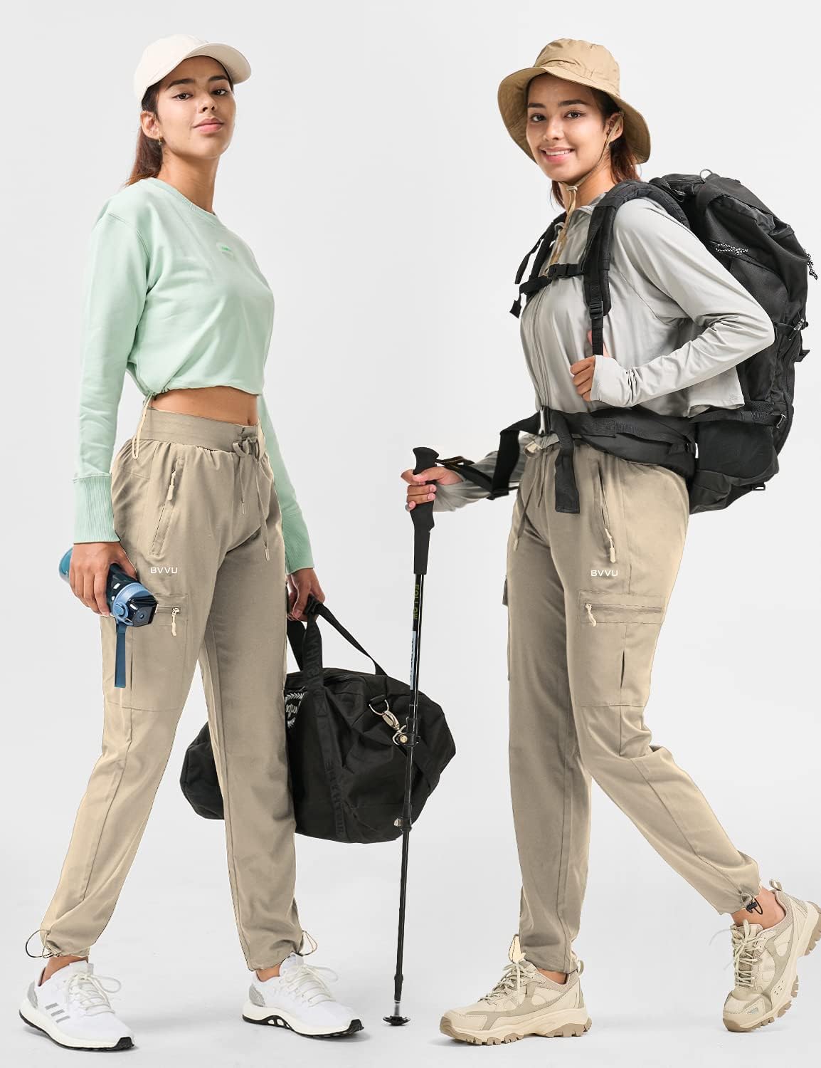 BVVU - Pantalones deportivos deportivos ligeros de secado rápido para mujer, pantalones de senderismo al aire última intervensión, impermeables, con bolsillos con cierre