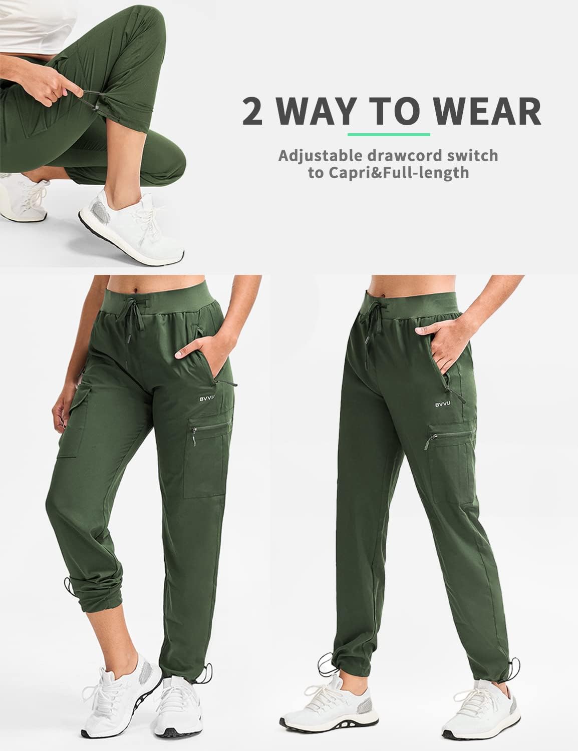BVVU - Pantalones deportivos deportivos ligeros de secado rápido para mujer, pantalones de senderismo al aire última intervensión, impermeables, con bolsillos con cierre
