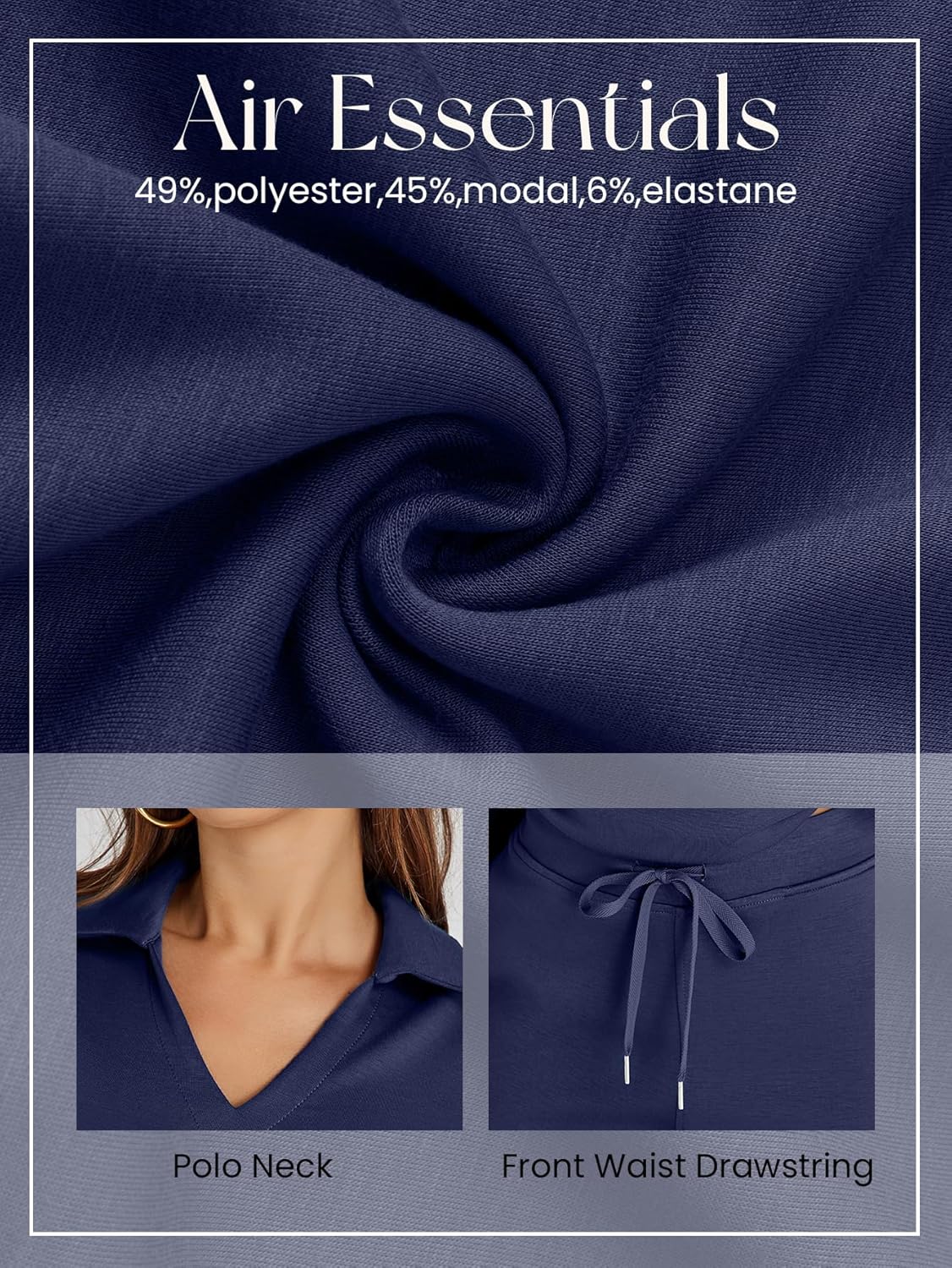 Glamaker - Conjunto de 2 piezas para mujer, estilo casual, manga larga, sudadera tipo polo y pantalones anchos a juego
