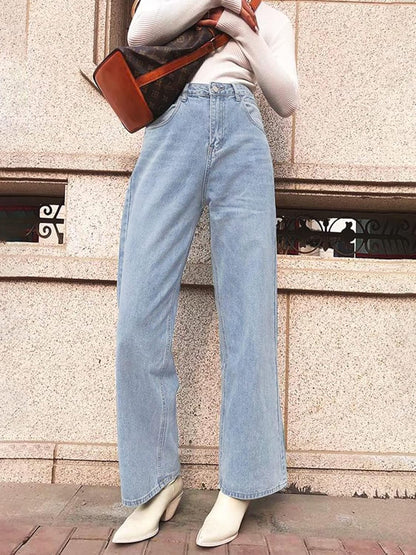 HDLTE Pantalones de Mezclilla Rasgados para Mujer, Pantalones de Mezclilla Holgados de Cintura Alta, Pantalones Rectos de Pierna Ancha, Pantalones de Calle Y2k