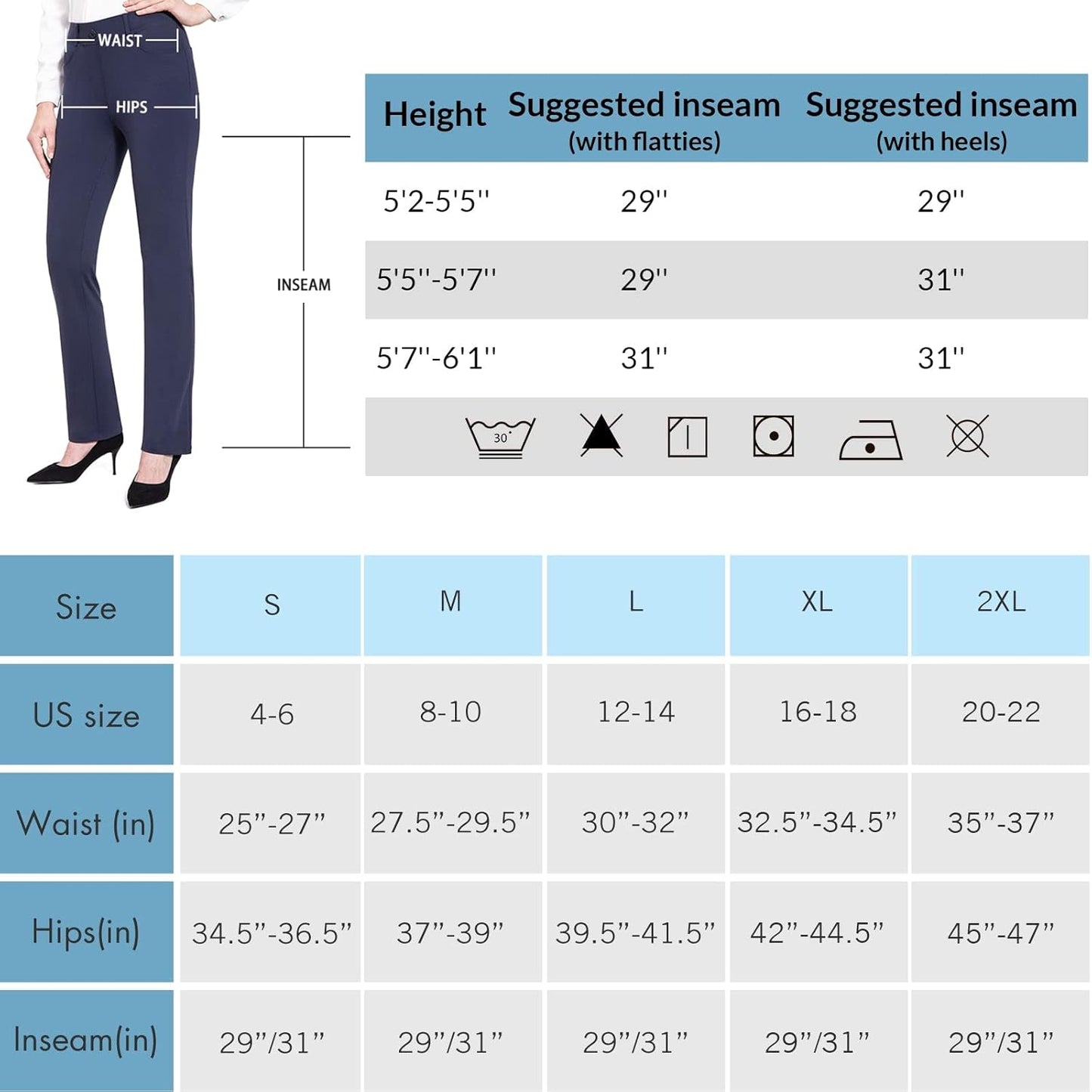 BALEAF - Pantalones de vestir de yoga para mujer, de 29 pulgadas/31 pulgadas, elásticos, pantalones de trabajo, informales, para negocios, pierna recta, corte de bota, con bolsillos