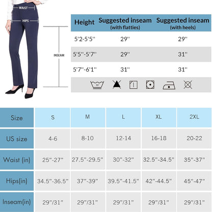 BALEAF - Pantalones de vestir de yoga para mujer, de 29 pulgadas/31 pulgadas, elásticos, pantalones de trabajo, informales, para negocios, pierna recta, corte de bota, con bolsillos
