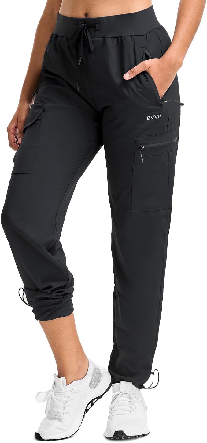 BVVU - Pantalones deportivos deportivos ligeros de secado rápido para mujer, pantalones de senderismo al aire última intervensión, impermeables, con bolsillos con cierre