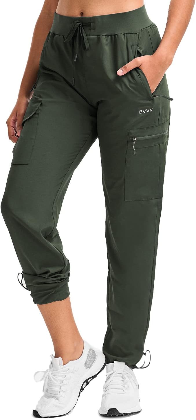 BVVU - Pantalones deportivos deportivos ligeros de secado rápido para mujer, pantalones de senderismo al aire última intervensión, impermeables, con bolsillos con cierre