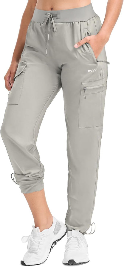 BVVU - Pantalones deportivos deportivos ligeros de secado rápido para mujer, pantalones de senderismo al aire última intervensión, impermeables, con bolsillos con cierre