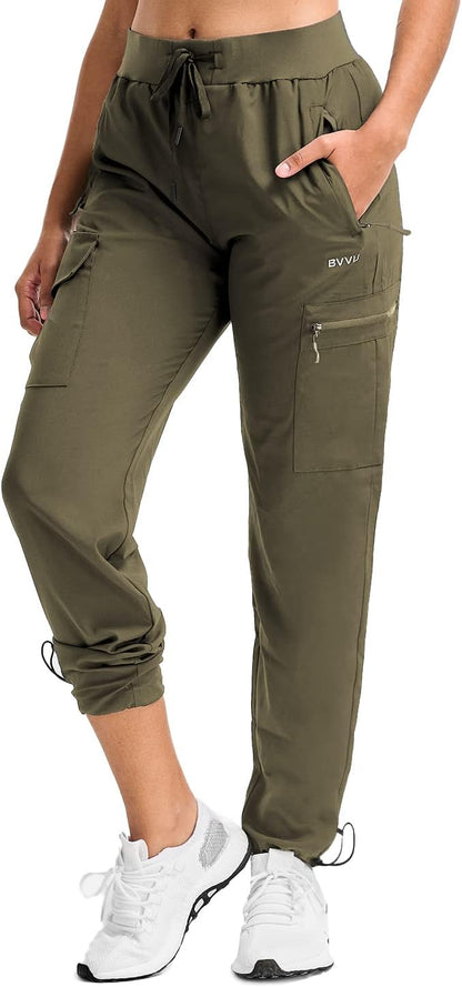 BVVU - Pantalones deportivos deportivos ligeros de secado rápido para mujer, pantalones de senderismo al aire última intervensión, impermeables, con bolsillos con cierre