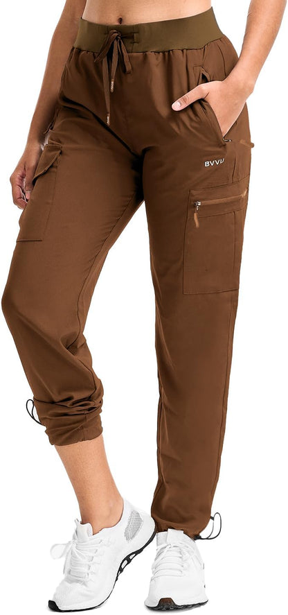 BVVU - Pantalones deportivos deportivos ligeros de secado rápido para mujer, pantalones de senderismo al aire última intervensión, impermeables, con bolsillos con cierre