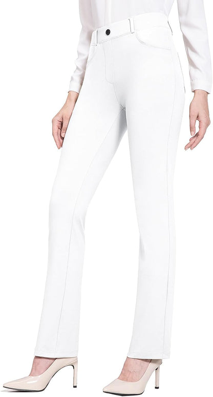 BALEAF - Pantalones de vestir de yoga para mujer, de 29 pulgadas/31 pulgadas, elásticos, pantalones de trabajo, informales, para negocios, pierna recta, corte de bota, con bolsillos