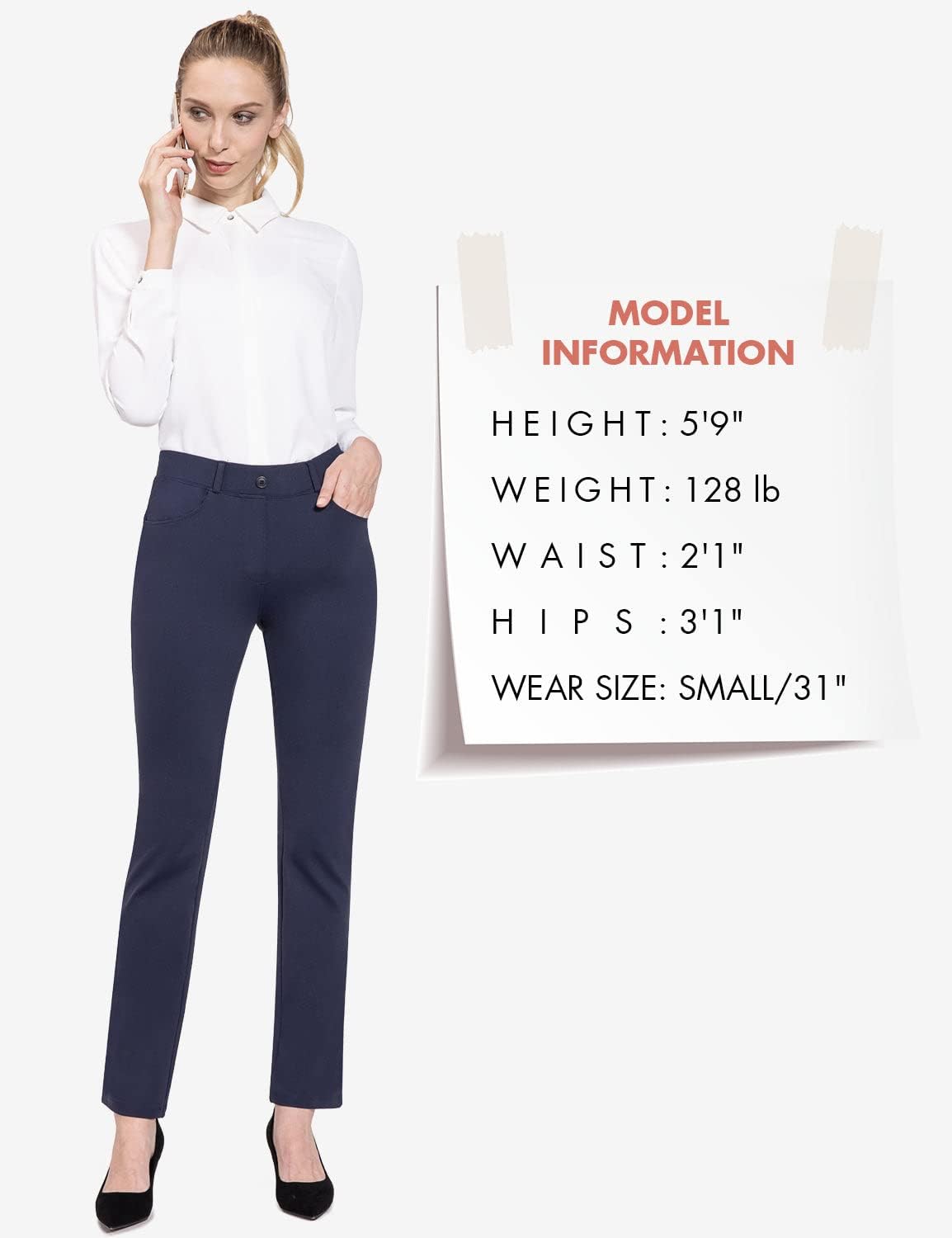 BALEAF - Pantalones de vestir de yoga para mujer, de 29 pulgadas/31 pulgadas, elásticos, pantalones de trabajo, informales, para negocios, pierna recta, corte de bota, con bolsillos