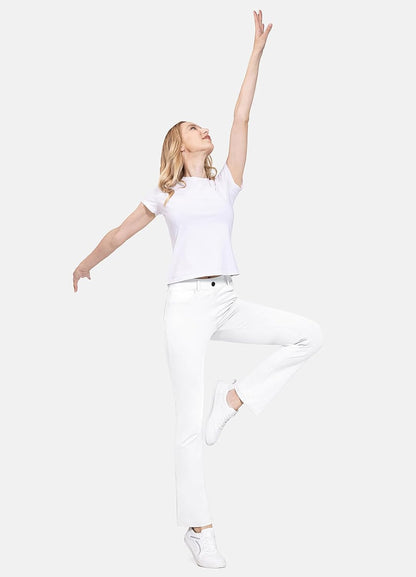 BALEAF - Pantalones de vestir de yoga para mujer, de 29 pulgadas/31 pulgadas, elásticos, pantalones de trabajo, informales, para negocios, pierna recta, corte de bota, con bolsillos