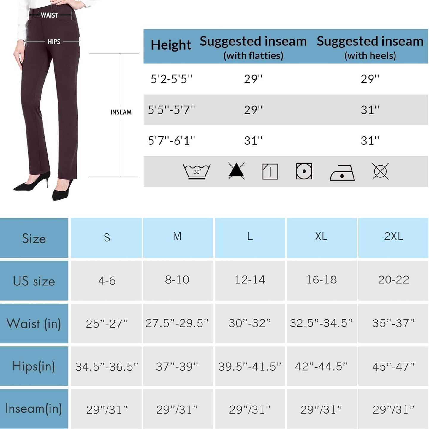 BALEAF - Pantalones de vestir de yoga para mujer, de 29 pulgadas/31 pulgadas, elásticos, pantalones de trabajo, informales, para negocios, pierna recta, corte de bota, con bolsillos