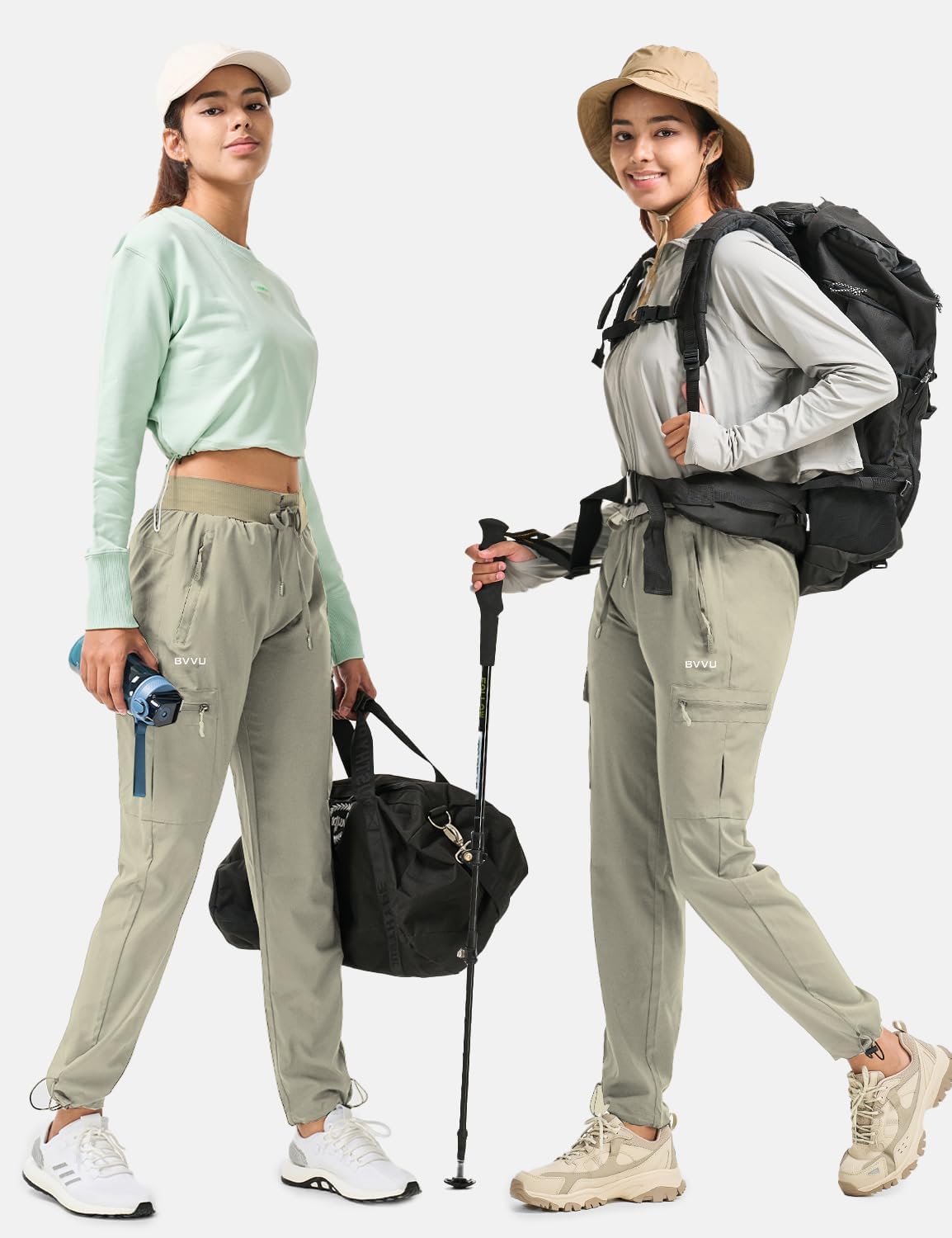BVVU - Pantalones deportivos deportivos ligeros de secado rápido para mujer, pantalones de senderismo al aire última intervensión, impermeables, con bolsillos con cierre