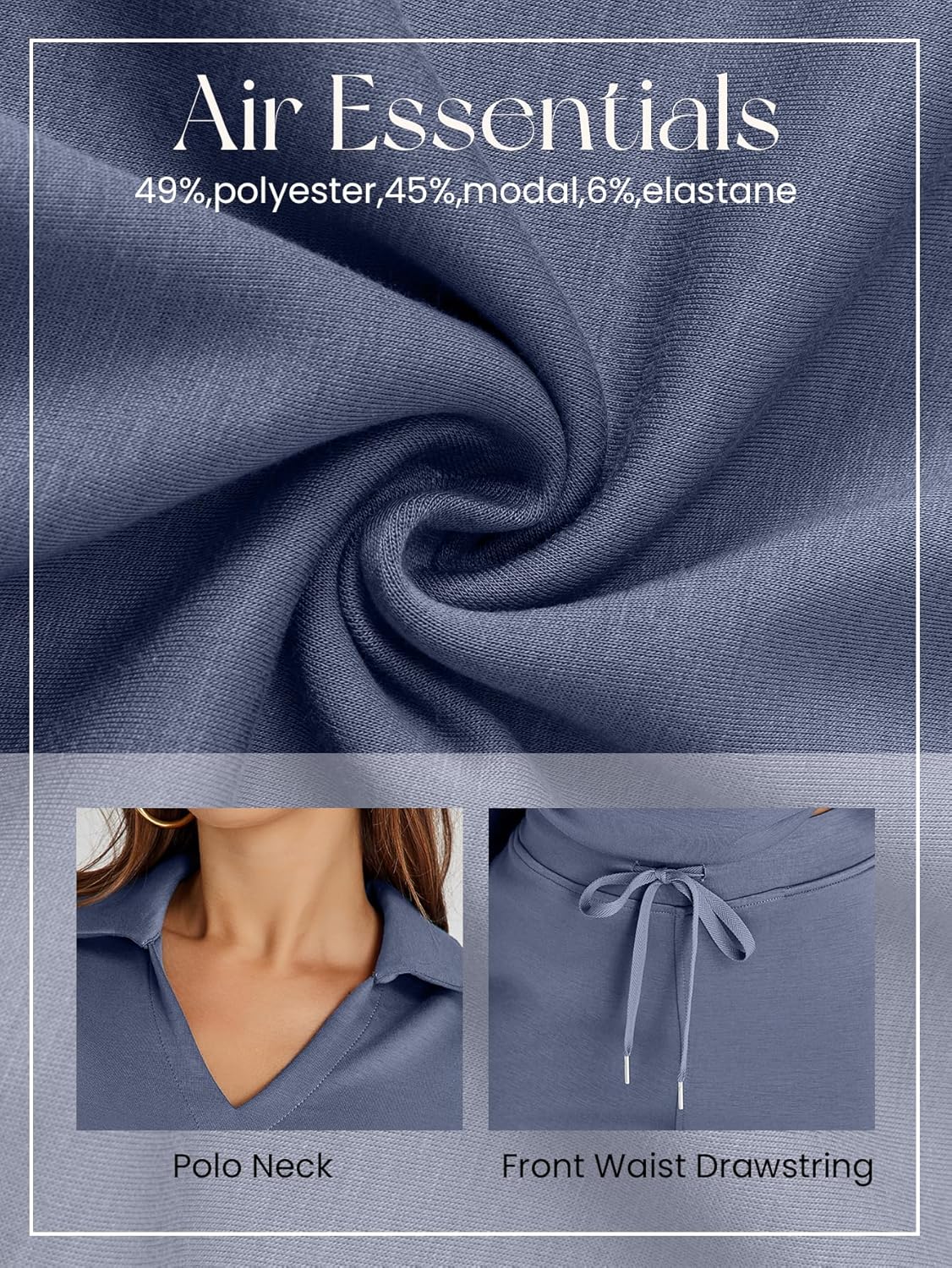 Glamaker - Conjunto de 2 piezas para mujer, estilo casual, manga larga, sudadera tipo polo y pantalones anchos a juego