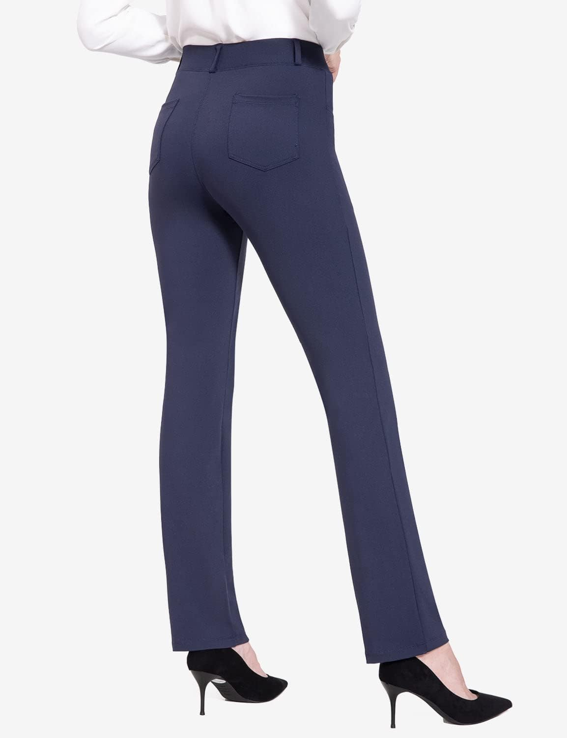 BALEAF - Pantalones de vestir de yoga para mujer, de 29 pulgadas/31 pulgadas, elásticos, pantalones de trabajo, informales, para negocios, pierna recta, corte de bota, con bolsillos