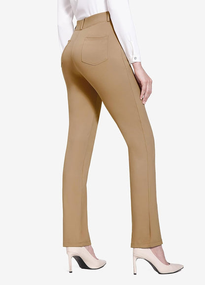 BALEAF - Pantalones de vestir de yoga para mujer, de 29 pulgadas/31 pulgadas, elásticos, pantalones de trabajo, informales, para negocios, pierna recta, corte de bota, con bolsillos