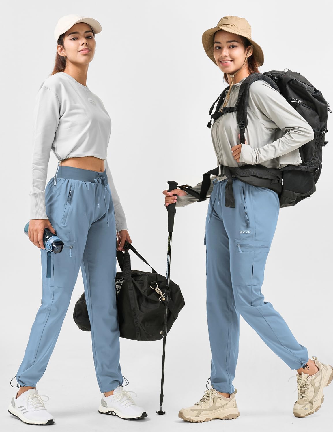 BVVU - Pantalones deportivos deportivos ligeros de secado rápido para mujer, pantalones de senderismo al aire última intervensión, impermeables, con bolsillos con cierre