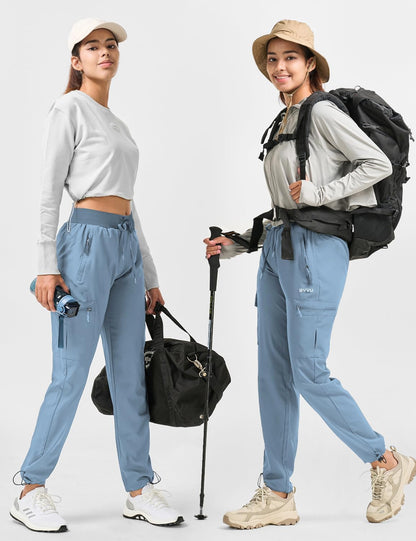 BVVU - Pantalones deportivos deportivos ligeros de secado rápido para mujer, pantalones de senderismo al aire última intervensión, impermeables, con bolsillos con cierre