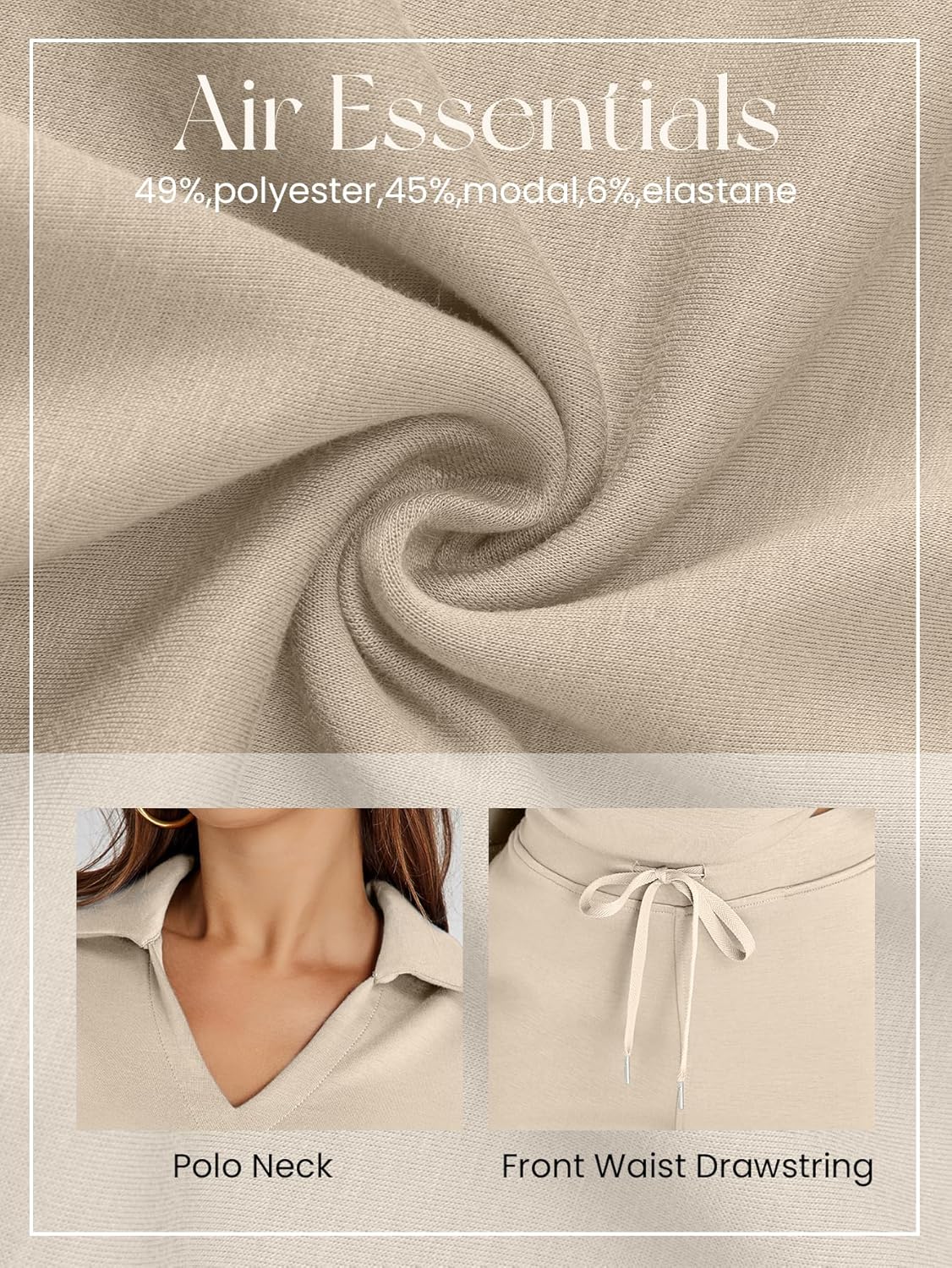 Glamaker - Conjunto de 2 piezas para mujer, estilo casual, manga larga, sudadera tipo polo y pantalones anchos a juego