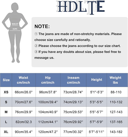 HDLTE Pantalones de Mezclilla Rasgados para Mujer, Pantalones de Mezclilla Holgados de Cintura Alta, Pantalones Rectos de Pierna Ancha, Pantalones de Calle Y2k