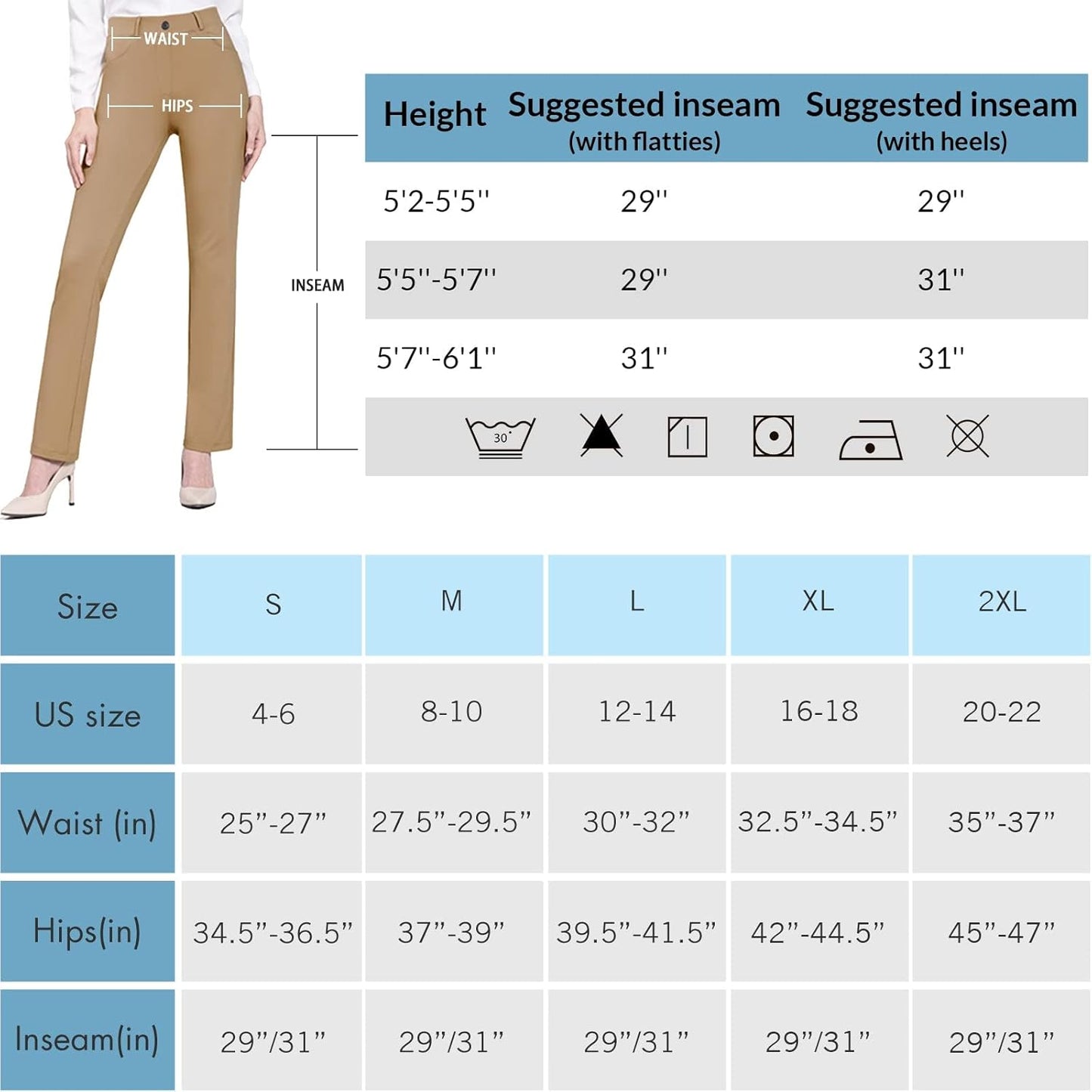 BALEAF - Pantalones de vestir de yoga para mujer, de 29 pulgadas/31 pulgadas, elásticos, pantalones de trabajo, informales, para negocios, pierna recta, corte de bota, con bolsillos