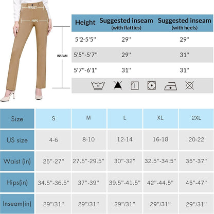 BALEAF - Pantalones de vestir de yoga para mujer, de 29 pulgadas/31 pulgadas, elásticos, pantalones de trabajo, informales, para negocios, pierna recta, corte de bota, con bolsillos