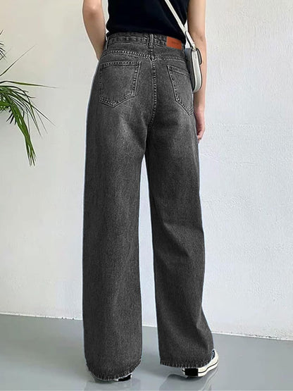 HDLTE Pantalones de Mezclilla Rasgados para Mujer, Pantalones de Mezclilla Holgados de Cintura Alta, Pantalones Rectos de Pierna Ancha, Pantalones de Calle Y2k
