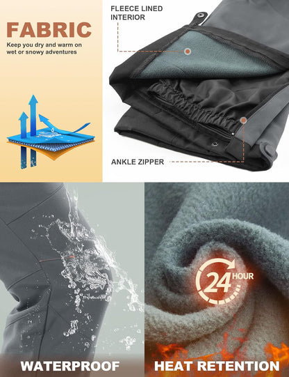 Heathyoga - Pantalones de nieve impermeables para mujer, pantalones de esquí para mujer, pantalones de snowboard y senderismo para mujer, pantalones cargo de forro polar