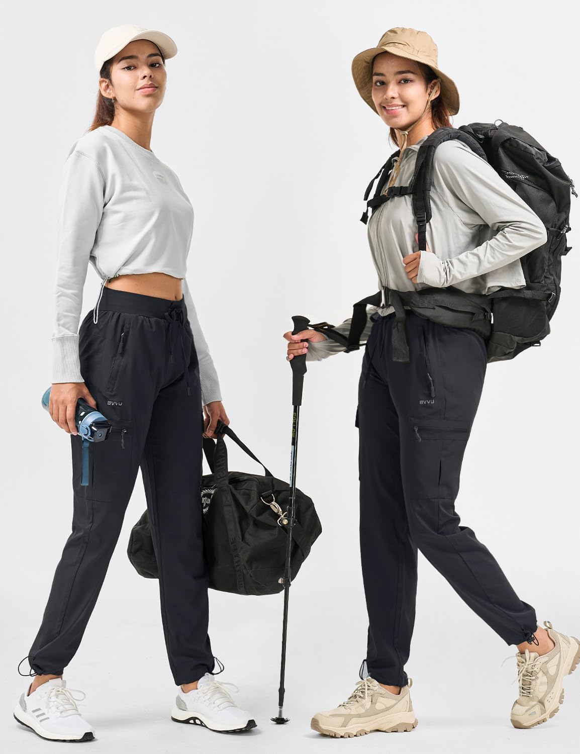 BVVU - Pantalones deportivos deportivos ligeros de secado rápido para mujer, pantalones de senderismo al aire última intervensión, impermeables, con bolsillos con cierre