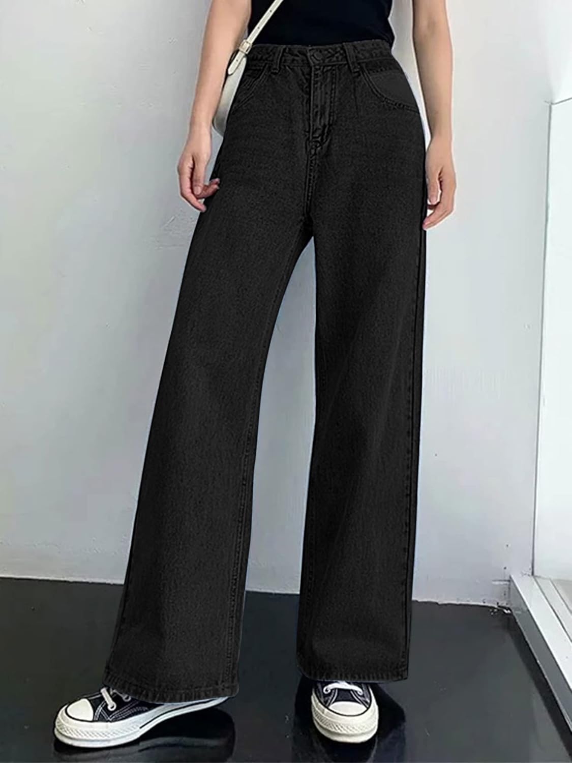 HDLTE Pantalones de Mezclilla Rasgados para Mujer, Pantalones de Mezclilla Holgados de Cintura Alta, Pantalones Rectos de Pierna Ancha, Pantalones de Calle Y2k