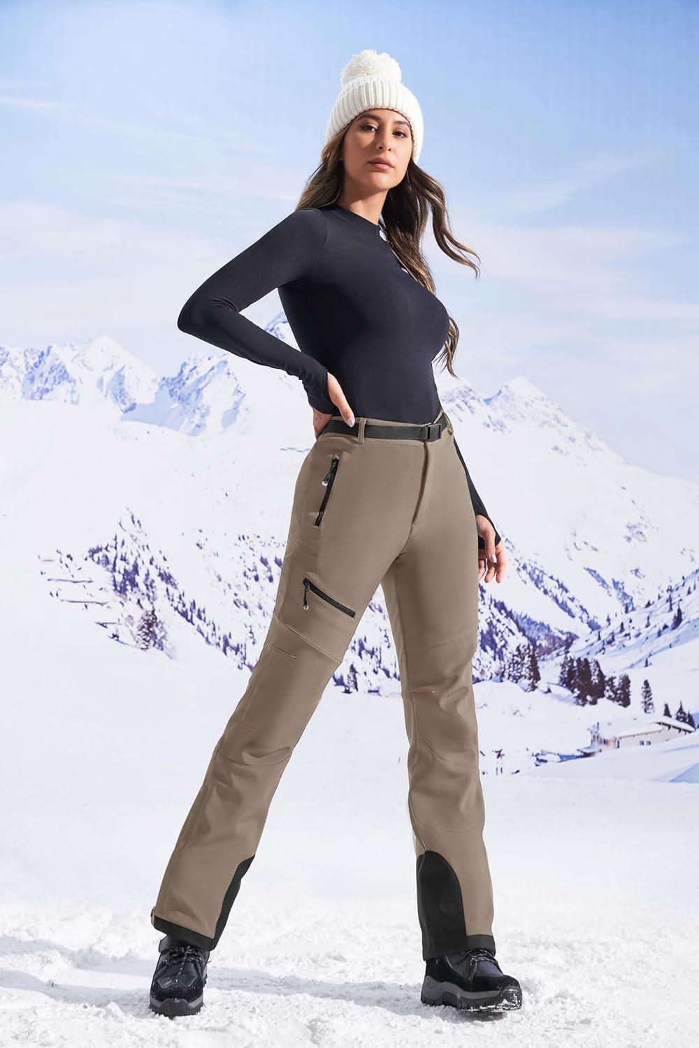 Heathyoga - Pantalones de nieve impermeables para mujer, pantalones de esquí para mujer, pantalones de snowboard y senderismo para mujer, pantalones cargo de forro polar