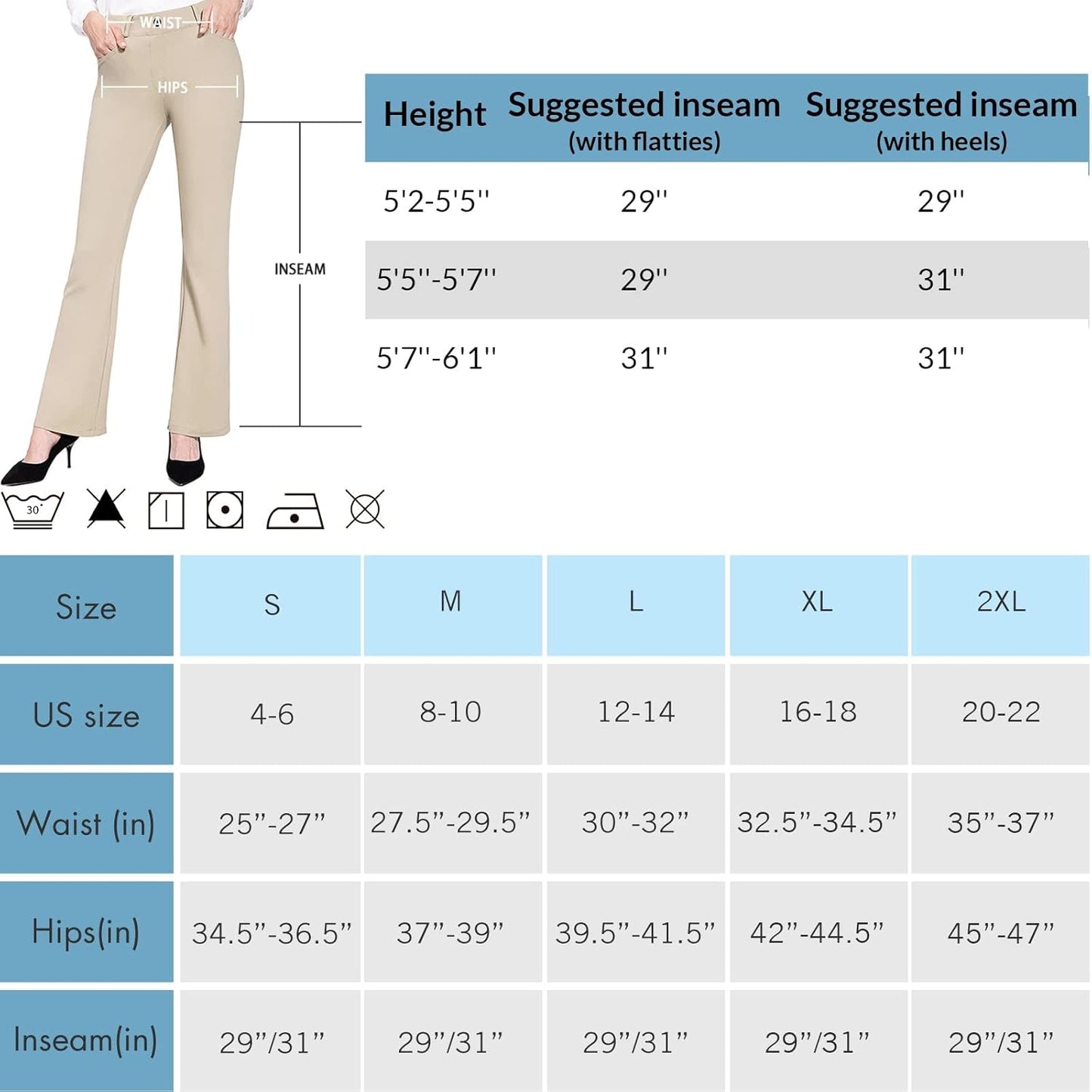 BALEAF - Pantalones de vestir de yoga para mujer, de 29 pulgadas/31 pulgadas, elásticos, pantalones de trabajo, informales, para negocios, pierna recta, corte de bota, con bolsillos