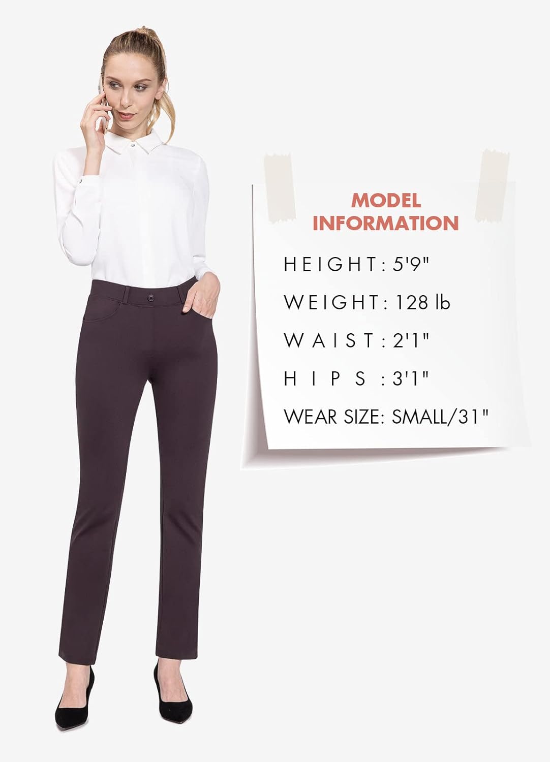 BALEAF - Pantalones de vestir de yoga para mujer, de 29 pulgadas/31 pulgadas, elásticos, pantalones de trabajo, informales, para negocios, pierna recta, corte de bota, con bolsillos