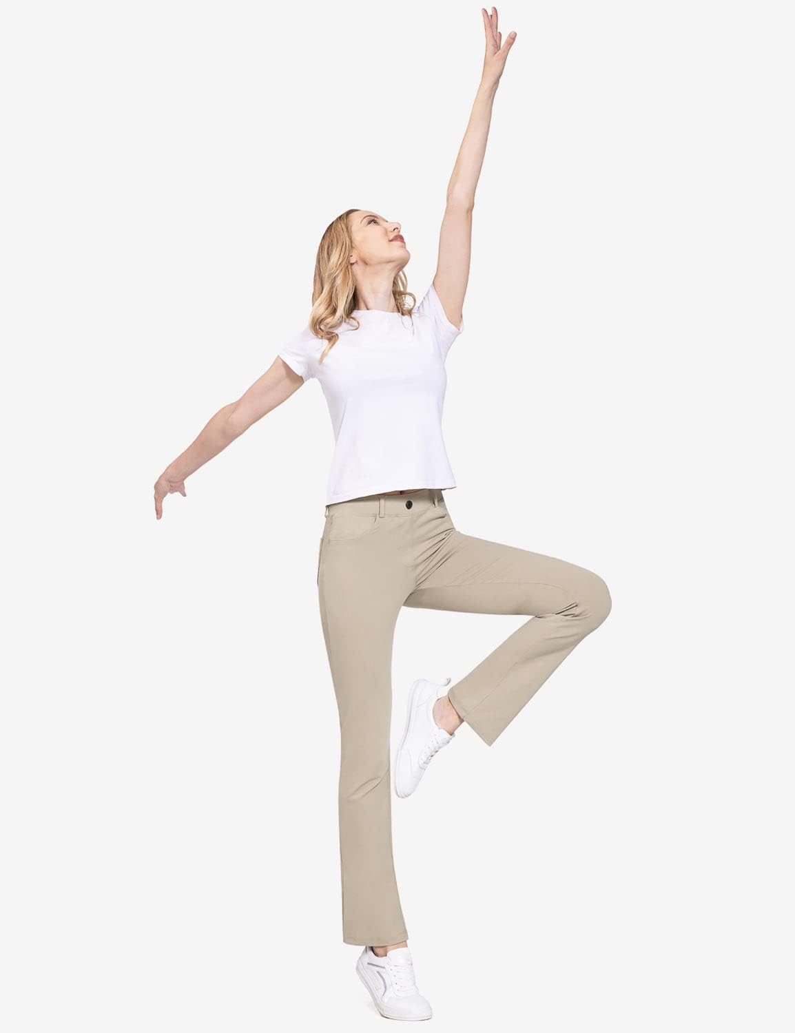 BALEAF - Pantalones de vestir de yoga para mujer, de 29 pulgadas/31 pulgadas, elásticos, pantalones de trabajo, informales, para negocios, pierna recta, corte de bota, con bolsillos
