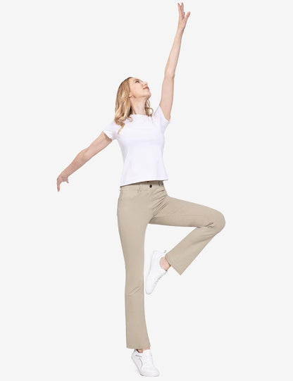 BALEAF - Pantalones de vestir de yoga para mujer, de 29 pulgadas/31 pulgadas, elásticos, pantalones de trabajo, informales, para negocios, pierna recta, corte de bota, con bolsillos