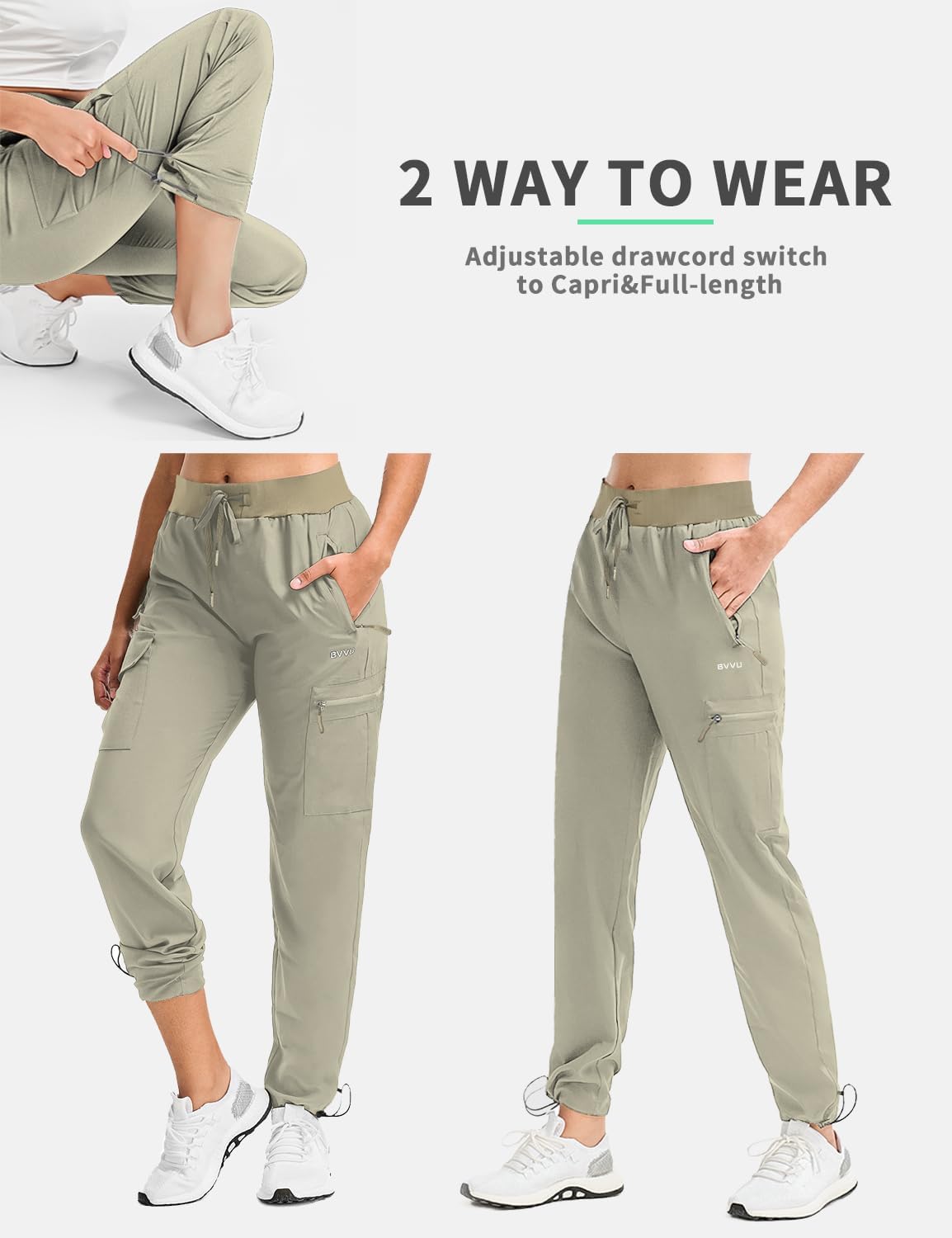 BVVU - Pantalones deportivos deportivos ligeros de secado rápido para mujer, pantalones de senderismo al aire última intervensión, impermeables, con bolsillos con cierre