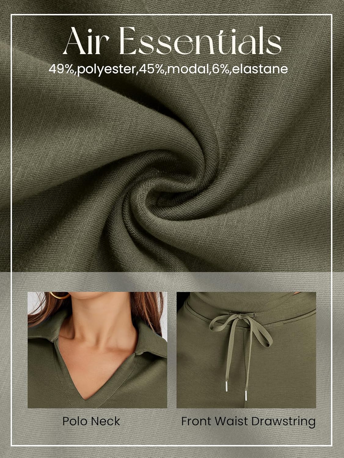 Glamaker - Conjunto de 2 piezas para mujer, estilo casual, manga larga, sudadera tipo polo y pantalones anchos a juego