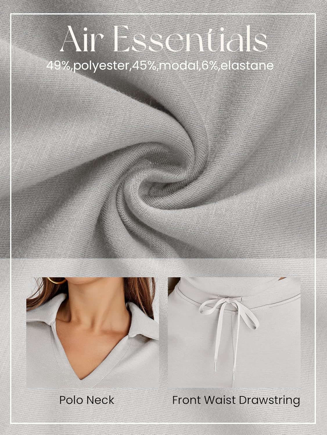 Glamaker - Conjunto de 2 piezas para mujer, estilo casual, manga larga, sudadera tipo polo y pantalones anchos a juego